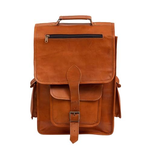 Shy Shy Let's Touch The Sky 16" Vintage leather Backpack Laptop Messenger Bag Lightweight College Rucksack Sling for Men Women