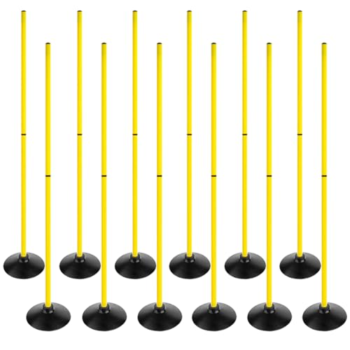 6FT Soccer Agility Poles with Rubber Base Detachable Speed Agility Stick Slalom Speed Training Pole Set for Sports - style: Pack of 12