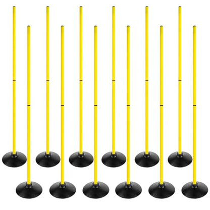 6FT Soccer Agility Poles with Rubber Base Detachable Speed Agility Stick Slalom Speed Training Pole Set for Sports - style: Pack of 12