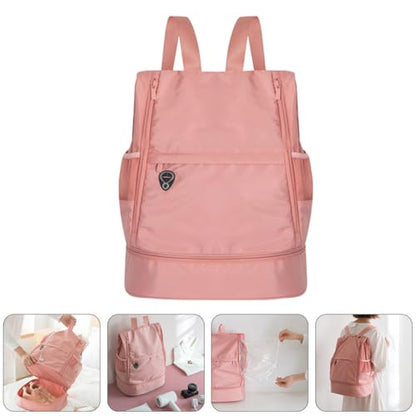 GALPADA Waterproof Dry Wet Separated Backpack for Women, Portable Lightweight Travel Daypack with Multi-compartment Storage, Casual Pink Sports Gym Bag for Outdoor Activities