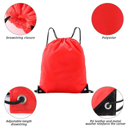 Drawstring Backpacks,10 Pack — Lightweight Drawstring Bags, Gym Sack for Sports, Daily Use & Travel (10, Red) - color: Red