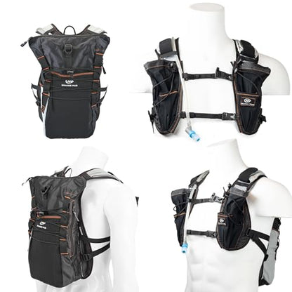 Orange Mud Adventure Pack 12L 3.0 – Black Hydration Backpack with 2 L Bladder Included – Trail Running, Adventure Racing, Hiking & MTB Gear Pack - color: Black, size: 12L, style: With Trekking Pole Hardware