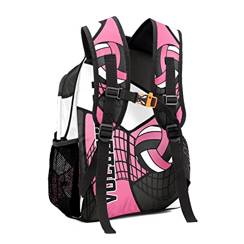 Personalized Volleyball Pink Black White Multifuction Backpack with Name Text for Women Men Gift - color: Backpack 2