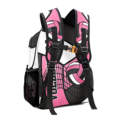 Personalized Volleyball Pink Black White Multifuction Backpack with Name Text for Women Men Gift - color: Backpack 2