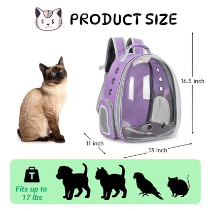 Cat Bubble Backpack Carrier for Small Medium Dogs Cats Carrying Bag, Airline Approved Pet Travel Carrying Bag Dog Hiking Walking Outdoor Backpack (Purple) - color: Purple