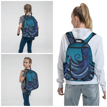 Blue octopus tentacles illustration Travel Backpack for Men & Women 14 inch Laptop Backpack Waterproof Work Back Pack - color: Blue Octopus Tentacles Illustration
