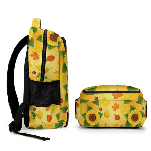 Large Capacity Laptop Backpack Fall Leaf Yellow Sunflower, Sturdy Water Resistant College Bookbag with Water Bottle Pockets for Business Travel Gifts - color: Pattern (227)