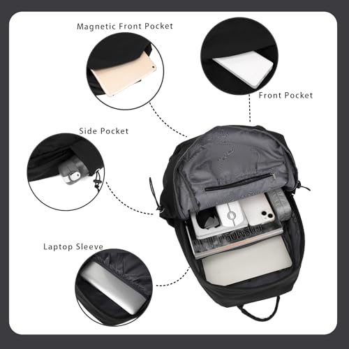 YGR Laptop Backpack for Women and Men, Waterproof Lightweight Travel Daily Rucksack Casual 15.6 inches Computer Bags for College, Black - color: Black