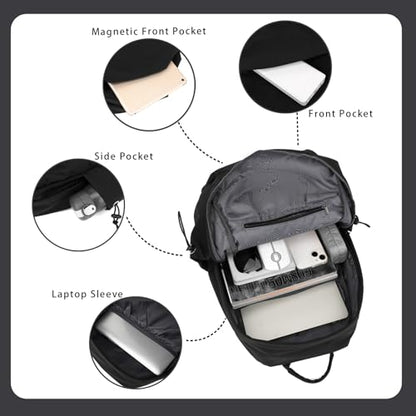 YGR Laptop Backpack for Women and Men, Waterproof Lightweight Travel Daily Rucksack Casual 15.6 inches Computer Bags for College, Black - color: Black