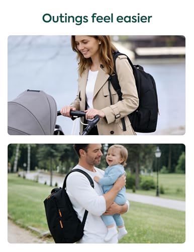 Babelio Grid Wizard Diaper Bag Backpack - Multi Function Waterproof Diaper Bag, Travel Essentials Baby Bag with 4 Individual Organizers, Insulated Bottle Holders, Baby Shower Gifts, Black - color: Black, size: Upgraded - 20L