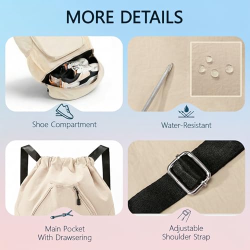 Pickleball Backpack for Women, Fit 2 to 4 Paddles, Pickleball Backpack with Shoe Compartment, Pickle Bag as Gifts for Beginner, Large Capacity Pickle Ball Bag with Paddle Cover Pocket - color: Beige