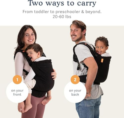 Beco Toddler Carrier with Extra Wide Seat, 100% Cotton - Front-Carry & Backpack Style - Lightweight & Ergonomic Sling Carrier for Children (24-48 Months) - Ecru - color: Ecru