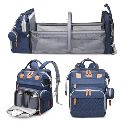 Jeryswet Baby Diaper Bags with Changing Station, Waterproof Large Capacity Diaper Bag Backpack for Moms Dads with USB Charging Port and Stroller Straps, Baby Shower Gifts, Blue - color: Blue