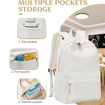 Bluboon School Backpack for Teen Girls Women Laptop Backpack College Bookbags Middle School Travel Work Commuter Back Pack(Solid Beige) - color: A Solid Beige