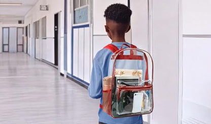 Trail maker Bulk Clear Backpacks Wholesale for School 24 Pack Clear Backpacks for Boys, Girls, School, Stadium, Travel (Red Pack) - color: Red Pack
