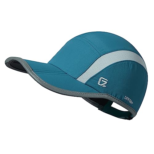 GADIEMKENSD Reflective Folding Outdoor Hat Unstructured Design UPF 50+ Sun Protection Sport Hats for Womens and Mens - color: Peacock Blue
