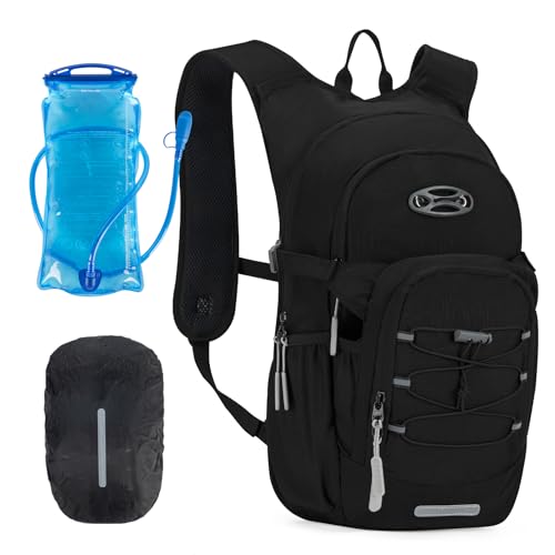 KABAQOO Hydration Backpack, 18L Multipurpose Hiking Backpack with 3L Water Bladder, Water Backpack Insulated Hydration Pack Ideal for Hiking and Cycling - color: Black