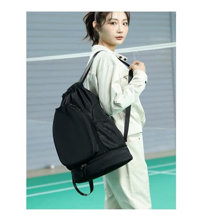Multifunctional sports bag, backpack, independent shoe compartment, can hold basketball, badminton and tennis(Black) - color: Black