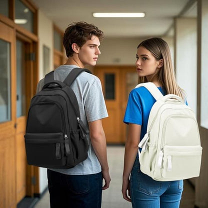 winspansy Small Backpack For School Girls Boys Aesthetic Lightweight Travel Daypack Simple Cute Backpack For Women Men College High School Bookbag Fit 14 Inch Laptop,Beige - color: A1-beige