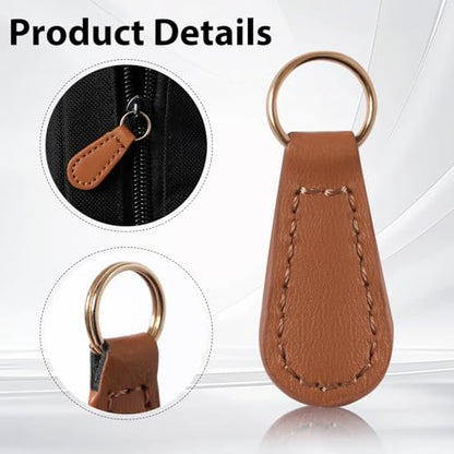 Deoward Zipper Pull Replacement PU Leather Zipper Tag Fixer Pull Repair for Backpacks, Jackets, Luggage, Purses, Suitcases, Handbags (6 PCS) - style: Zipper Pulls (Khaki)