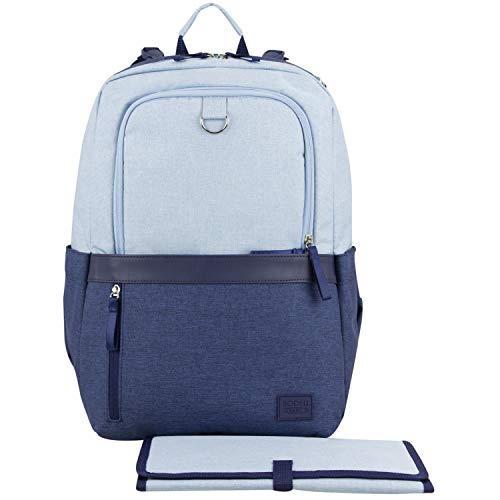 BODHI The Baby Athleisure Tech Diaper Bag Backpack with removable changing pad, Unisex, for Moms and Dads - Light Blue Chambray - color: Baby Blue