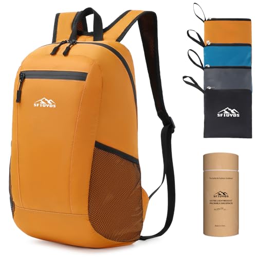15L Lightweight Hiking Backpack Small,Waterproof Hiking Daypack,Foldable Backpack for Travel,Ultralight Daypack - color: Nylon Yellow