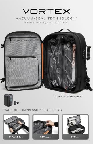 BlackVoyage Vortex Vacuum Seal Travel Backpack 60L Expandable Air Compression System Water Resistant TSA Lock Carry-On - color: Gray