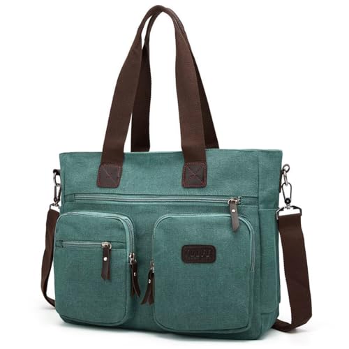 ToLFE Women Top Handle Satchel Handbags Shoulder Bag Messenger Tote Bag Purse Crossbody Bag Travel Work Tote Bag - color: New-green, size: Double handles with 9.1" drop