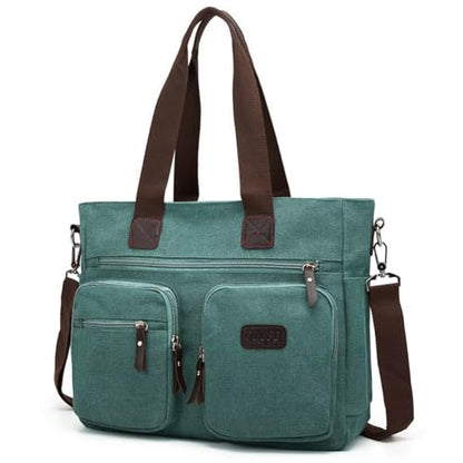 ToLFE Women Top Handle Satchel Handbags Shoulder Bag Messenger Tote Bag Purse Crossbody Bag Travel Work Tote Bag - color: New-green, size: Double handles with 9.1" drop