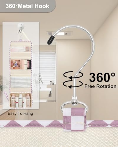 Relavel Hanging Toiletry Bag, Travel Toiletries Bag with Hanging Hook - color: 02 Checkboard Purple, size: Large