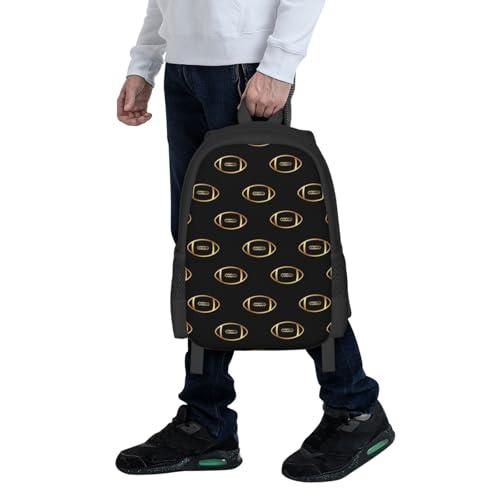 Sturdy Polyester Shoulder Pack American Football Gold, Anti Theft Spacious Camping Rucksack Casual Daily Bag for Men Women Fitness Outdoor Activity - color: Design (549)
