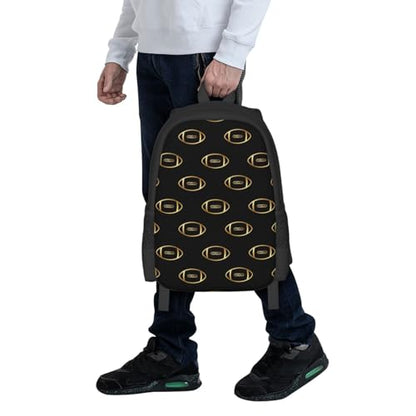 Sturdy Polyester Shoulder Pack American Football Gold, Anti Theft Spacious Camping Rucksack Casual Daily Bag for Men Women Fitness Outdoor Activity - color: Design (549)