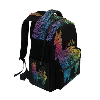 ALAZA Rainbow Llama No Drama Boho Backpack for Kids Boys Girls Student Laptop iPad Tablet Travel School Bag with Multiple Pockets - color: Llama