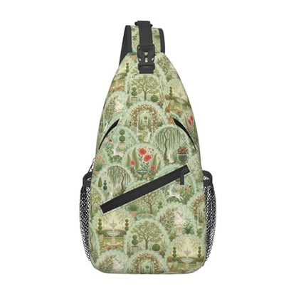Sling Backpack Unisex Crossbody Chest Bag Shoulder Chest Bag For Women Men Hiking Travel - color: Garden Bunny