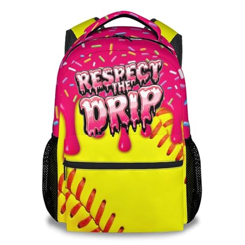Softball Backpack for Girls Teens School Bookbag - Kids Schoolbag with Padded Shoulder Straps for Team Primary Elementary (17 Inch) - color: Pink