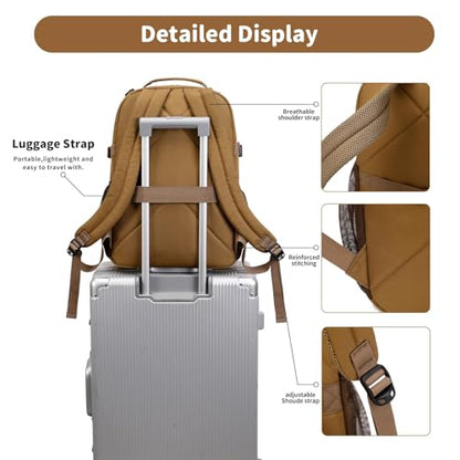 Lohol Water Resistant Backpack with Multifunctional Pockets for Teens, Durable Bookbag fits 15.6 inch Laptop for School Travel College, 25L (Beige) - color: Beige