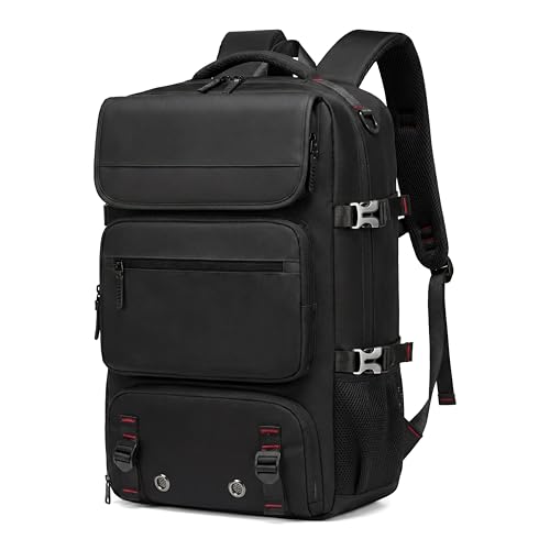 Travel BackpackWaterResistant Large LaptopBackpack with Shoe CompartmentMulti-Pocket Carry On Backpack for Business Work Trip - color: Black