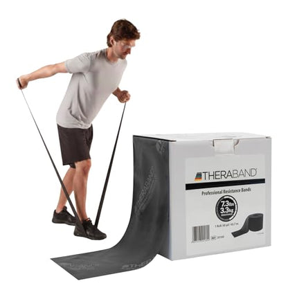 THERABAND Resistance Band, Black, Special Heavy, 50-Yard Roll, Latex, Elastic Band for Exercise, Physical Therapy, Yoga, Pilates, Stretching, Home Workouts, Cut-to-Length, Color-Coded Levels - color: Black | Special Heavy