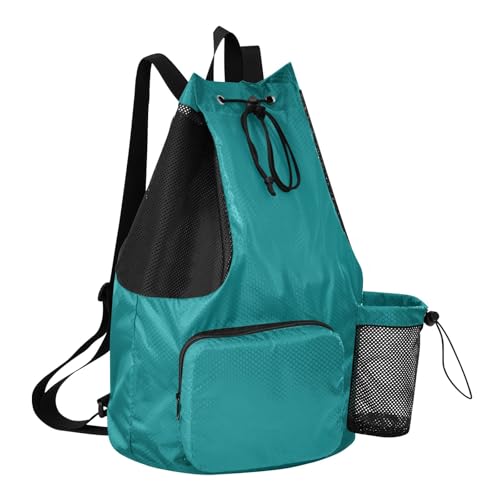 ODAWA Teal Blue Gym Drawstring Bags Swim Bags for Women 12.6" x 8.2" x 18.5" - color: Teal Blue