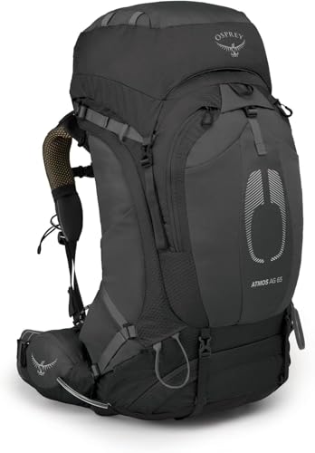 Osprey Atmos AG 65L Men's Backpacking Backpack, Black, S/M - color: Black, size: Small-Medium