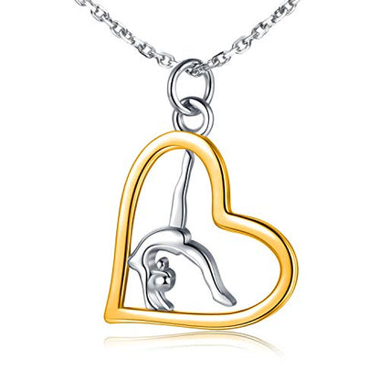 Sariel Gymnastics Gifts for Women Gymnast Necklace 925 Sterling Silver Gymnastics Fashion Jewelry Pendant Birthday - color: Gold
