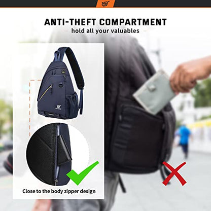 SKYSPER Sling Laptop Bag (Up to 13 Inch) - 18L Crossbody Sling Backpack Travel Shoulder Bag Hiking Daypack for Men Women(Navyblue) - color: Blue
