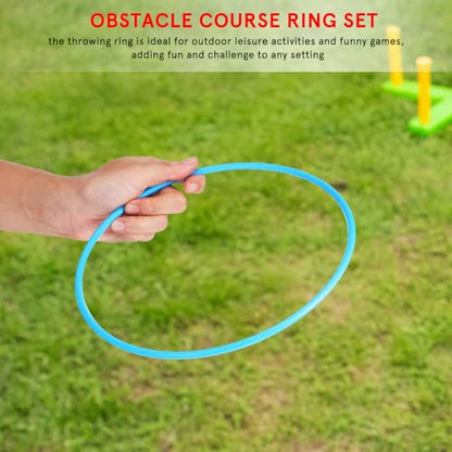 Kisangel 12 Pcs Plastic Tossing Rings Obstacle Course Ring Set Tossing Rings Carnival for Party Birthday Outdoor Games and Agility Practice