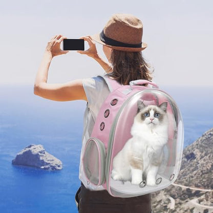 Cat Backpack, Airline Approved Bubble Carrying Bag for Small Medium Dogs Cats, Space Capsule Pet Carrier Dog Hiking Backpack Travel Carrier (Pink) - color: Pink