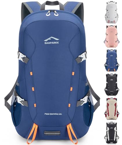 BAGPARKK Hiking Backpack,Large 35L Travel Backpacks for Men Women,Water Resistant Ultra Lightweight Foldable Packable Camping Daypack for Outdoor Sports - color: Navy（35l）