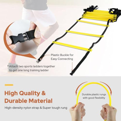 GHB Agility Ladder 1PCS Agility Cones 25PCS Detachable Agility Hurdles 5PCS