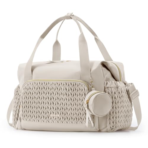 mommore Diaper Bag Tote, Large Capacity Travel Diaper bags, Hospital Bag for Labor Delivery, Baby Bag with Pacifier Case | Hospital Bag - color: Light Beige