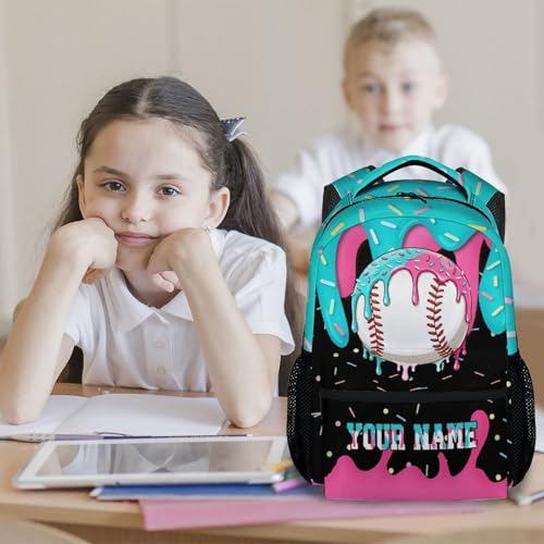 Personalized Kids Backpacks - Custom Baseball Backpack for Boys Kids Sports School Bookbag Youth Player Gift 17" Drip Design Girls Schoolbag for Kindergarten Elementary Primary - color: White