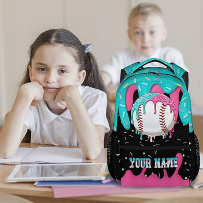 Personalized Kids Backpacks - Custom Baseball Backpack for Boys Kids Sports School Bookbag Youth Player Gift 17" Drip Design Girls Schoolbag for Kindergarten Elementary Primary - color: White
