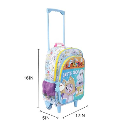 Bioworld Lanky Box Let's Go! 16" Rolling Travel Backpack With Wheels And A Keychain - color: Lanky Box Rolling Let’s Go